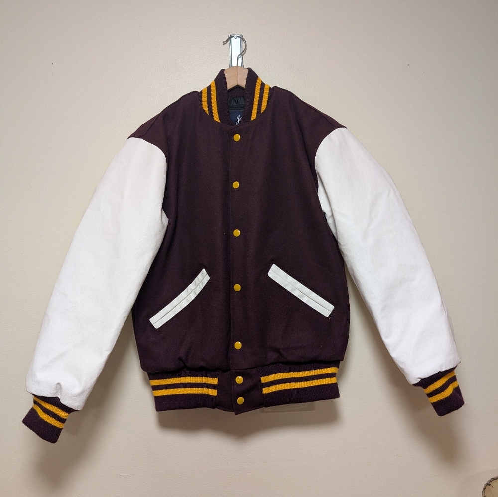 Jostens Varsity Jacket Small Maroon White Unisex